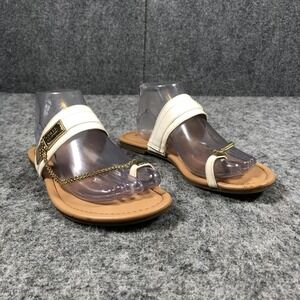 GUESS Womens 9 White Chain Toe Loop Slide Sandals Logo Comfort Flat